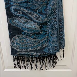 Expressions Teal and Black Paisley Scarf